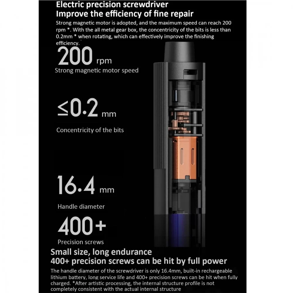 Picture of 25 in 1 Xiaomi Mijia Electric Precision Screwdriver Kit Rechargeable Magnetic Aluminum Case